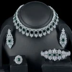 ⁦الهام شوكر زركون أخضر كامل مطلي روديوم عالي الجودة⁩ - الصورة ⁦2⁩