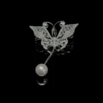 ⁦رانيا بروش أبيض زركون مطلي بالروديوم عالي الجودة⁩ - الصورة ⁦2⁩