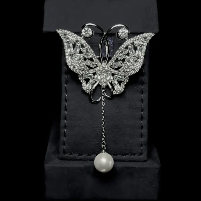 ⁦رانيا بروش أبيض زركون مطلي بالروديوم عالي الجودة⁩ - الصورة ⁦4⁩