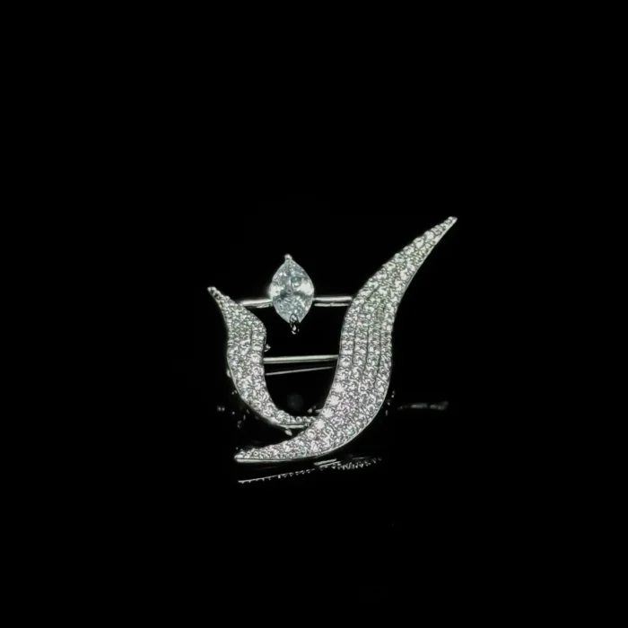 ⁦سارة بروش زركون أبيضن مطلي بالروديوم عالي الجودة⁩ - الصورة ⁦2⁩