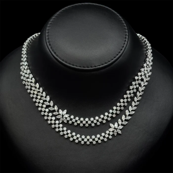 ⁦أريج طقم زركون أبيض كامل مطلي بالروديوم عالي الجودة⁩ - الصورة ⁦3⁩