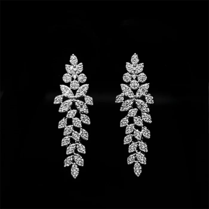 ⁦أريج طقم زركون أبيض كامل مطلي بالروديوم عالي الجودة⁩ - الصورة ⁦5⁩