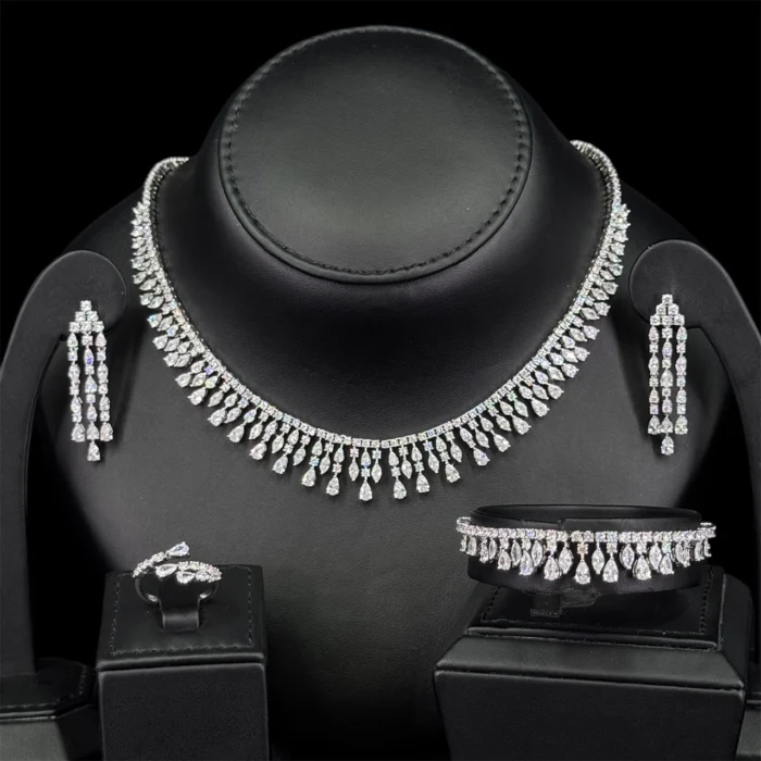 Metha white full set zircon Rhodium plated high quality - Image 2