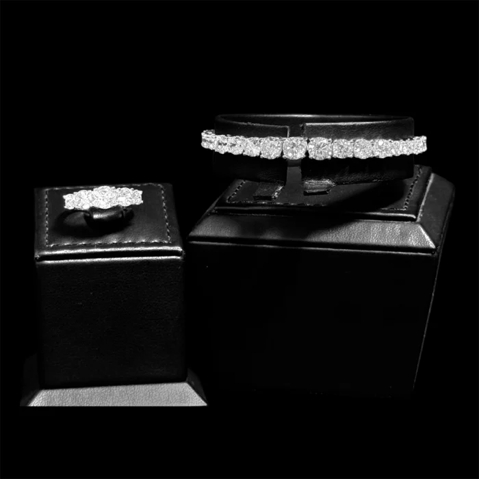 ⁦روضة تنس طقم زركون أبيض كامل 3 مم مطلي بالروديوم⁩ - الصورة ⁦4⁩