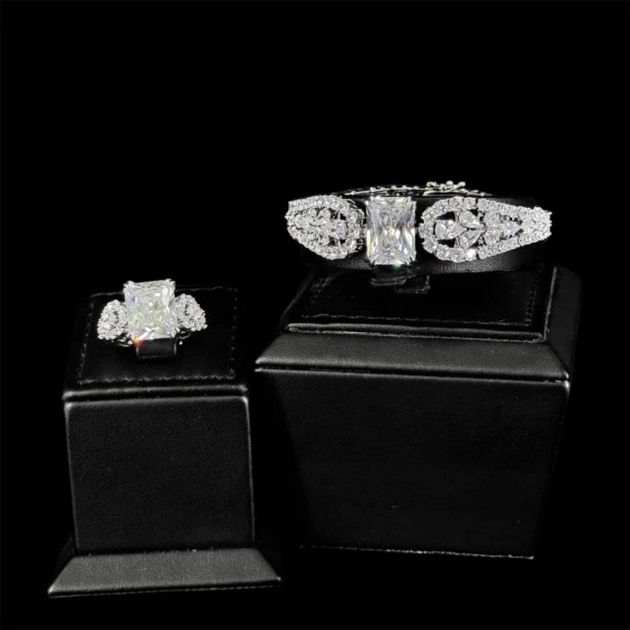 ⁦ديانا طقم زركون أبيض كامل مطلي بالروديوم عالي الجودة⁩ - الصورة ⁦4⁩