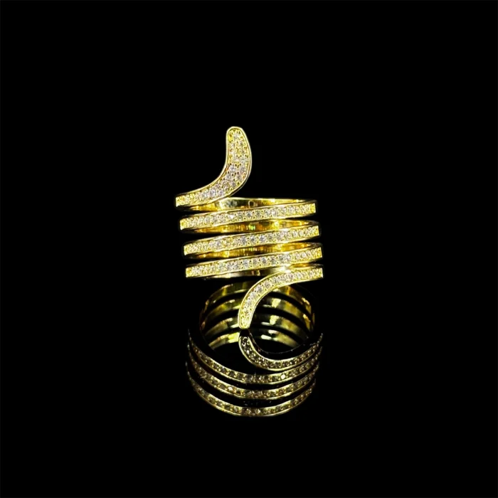 ⁦خاتم أريا زركون ذهبي مطلي بالروديوم عالي الجودة⁩ - الصورة ⁦3⁩