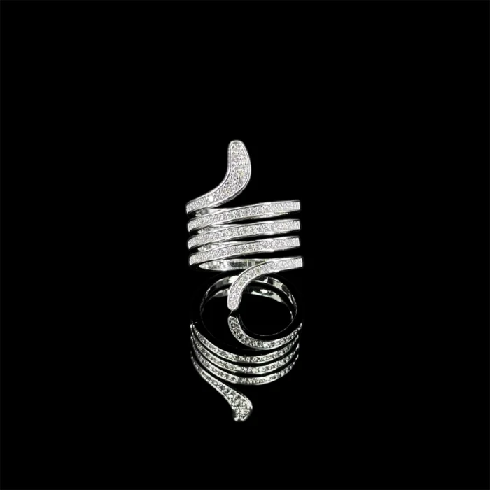 ⁦خاتم أريا أبيض زركون مطلي بالروديوم عالي الجودة⁩ - الصورة ⁦3⁩