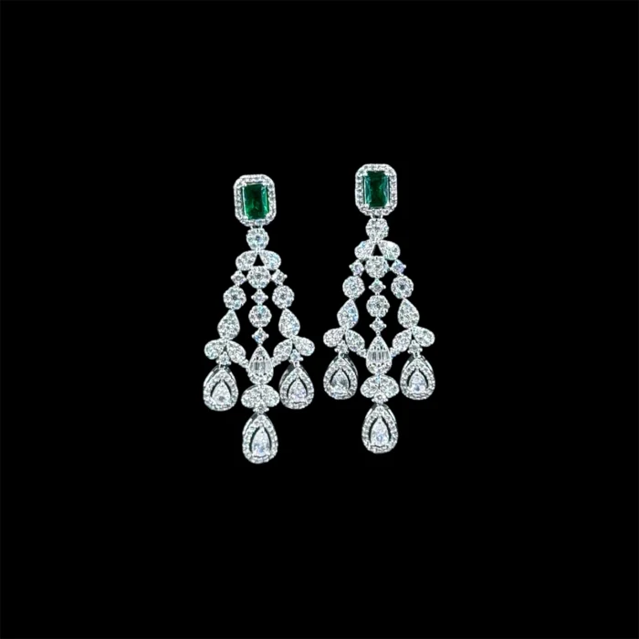 ⁦ديانا طقم زركون أخضر كامل مطلي بالروديوم الجوده⁩ - الصورة ⁦5⁩