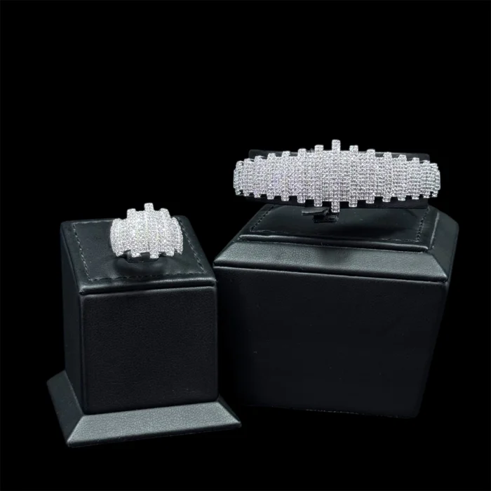 ⁦سيرين طقم أبيض كامل من الزركون الأبيض مطلي بالروديوم عالي الجودة⁩ - الصورة ⁦4⁩