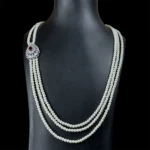 ⁦بتول لؤلؤة حمراء كاملة من الزركون مطلي بالروديوم عالي الجودة⁩ - الصورة ⁦3⁩