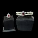 ⁦بتول لؤلؤة حمراء كاملة من الزركون مطلي بالروديوم عالي الجودة⁩ - الصورة ⁦4⁩