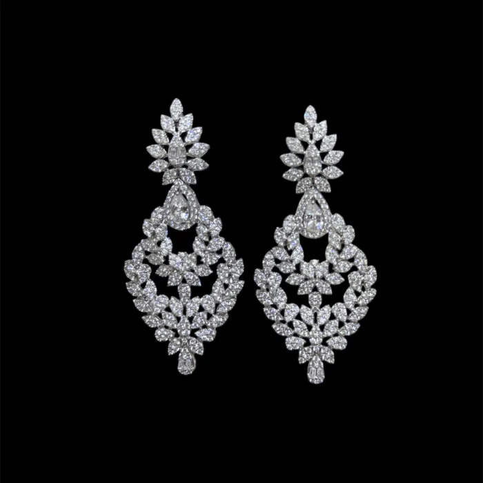 ⁦مايا قرط أبيض زركون زركون مطلي بالروديوم عالي الجودة⁩ - الصورة ⁦2⁩