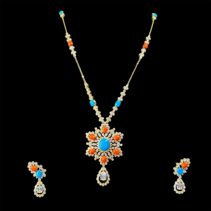 ⁦مايسا سلسلة ذهبية طويلة مرصعة بالزركون مطلي بالروديوم عالي الجودة⁩ - الصورة ⁦2⁩