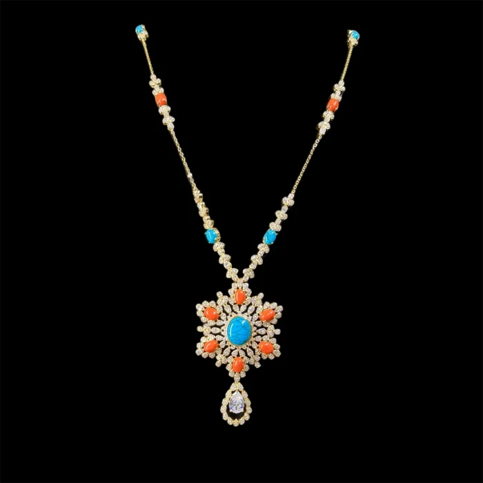 ⁦مايسا سلسلة ذهبية طويلة مرصعة بالزركون مطلي بالروديوم عالي الجودة⁩ - الصورة ⁦3⁩