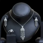 بشرى طقم زركون أبيض مطلي بالروديوم عالي الجودة