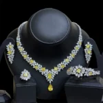 ⁦ايفلىن طقم زركون أصفر كامل مطلي بالروديوم عالي الجودة⁩ - الصورة ⁦2⁩