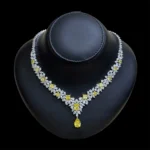 ⁦ايفلىن طقم زركون أصفر كامل مطلي بالروديوم عالي الجودة⁩ - الصورة ⁦3⁩