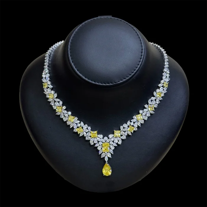 ⁦ايفلىن طقم زركون أصفر كامل مطلي بالروديوم عالي الجودة⁩ - الصورة ⁦3⁩