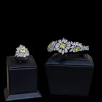 ⁦ايفلىن طقم زركون أصفر كامل مطلي بالروديوم عالي الجودة⁩ - الصورة ⁦4⁩