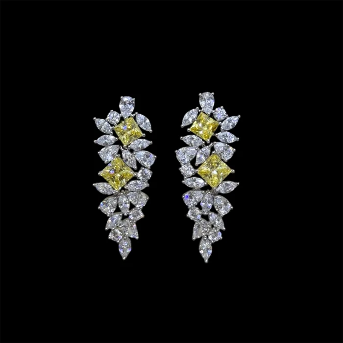 ⁦ايفلىن طقم زركون أصفر كامل مطلي بالروديوم عالي الجودة⁩ - الصورة ⁦5⁩